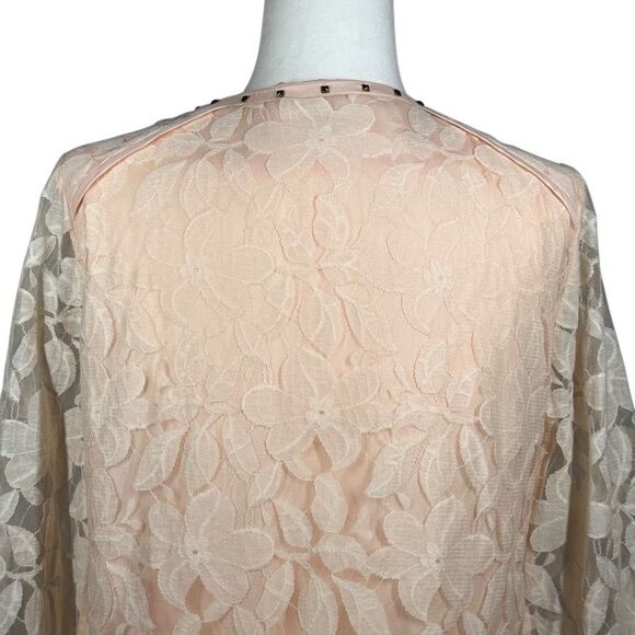 Mademoiselle Pink Floral Long Sleeve Blazer Jacket Size 10 Lined Studded - Picture 5 of 7